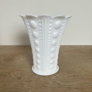 Vintage White milk glass wide mouth vase
